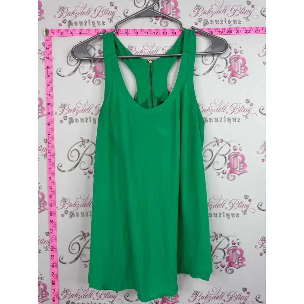 Express Green Racerback Tank with Zip Back